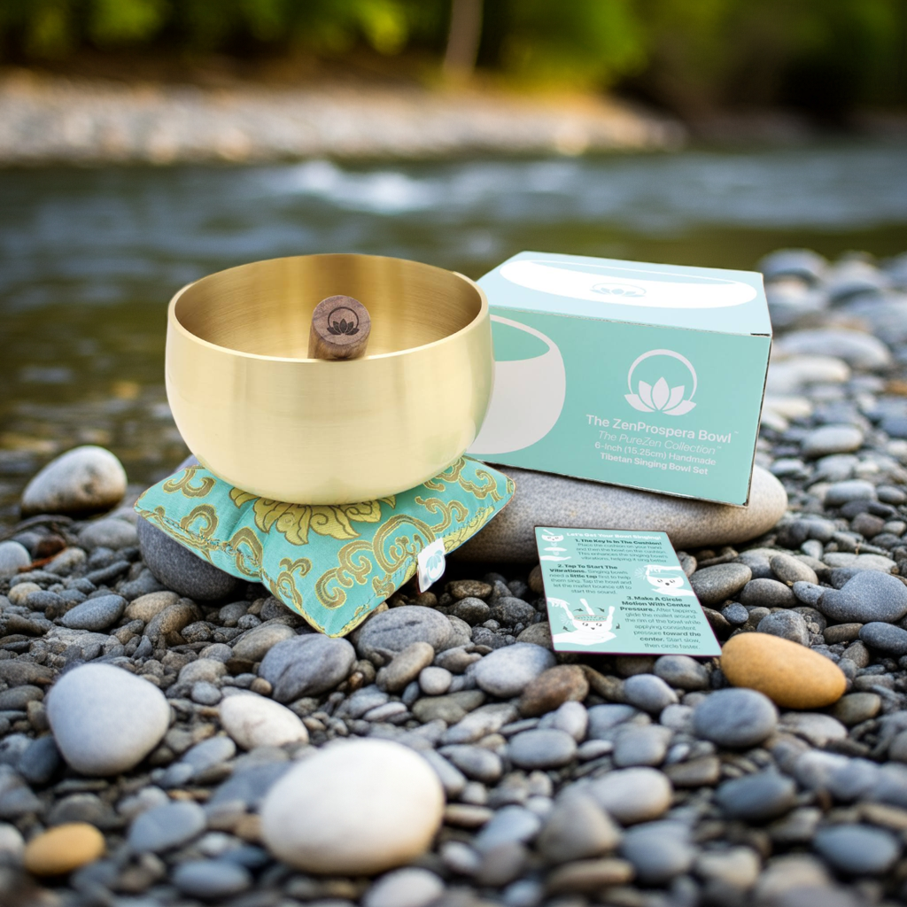 ZenProspera™ 6″ Tibetan Singing Bowl – Lotus Edition for Meditation, Healing, Chakra & Sound Bath – Handmade in Nepal