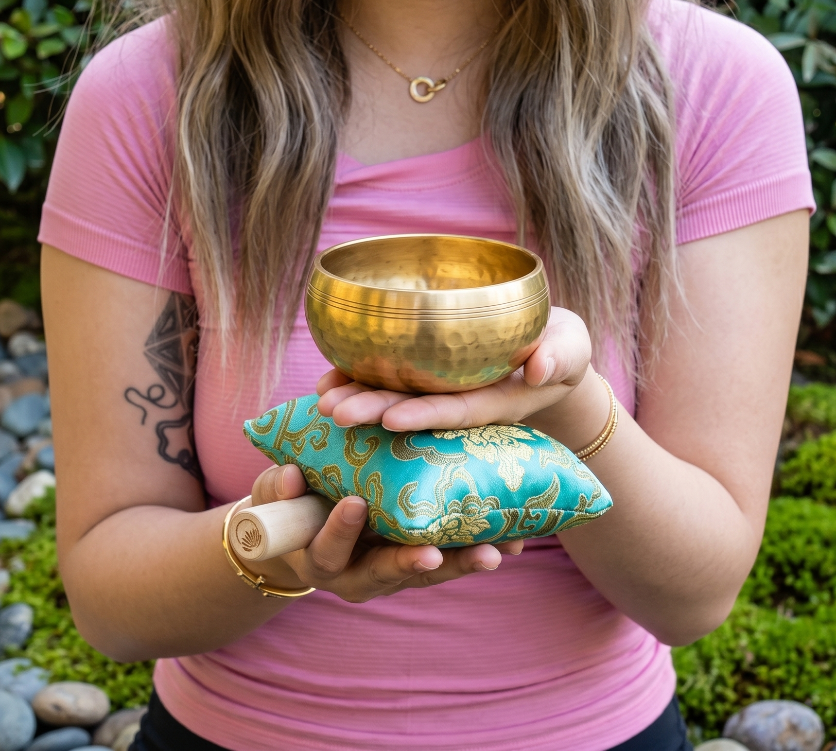 The ZenOhm Bowl ™ 4″ Tibetan Singing Bowl Set – for Meditation, Sound Healing, Chakra, Yoga – Handmade in Nepal