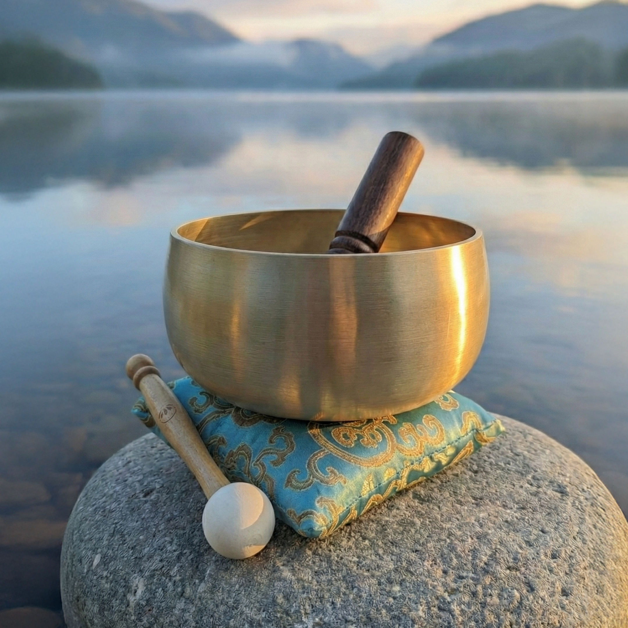 Tibetan Singing Bowl Set - The ZenProspera Bowl™ - 6 Inch Sound Bowl - Lotus Edition for Meditation, Healing, Chakra & Sound Bath