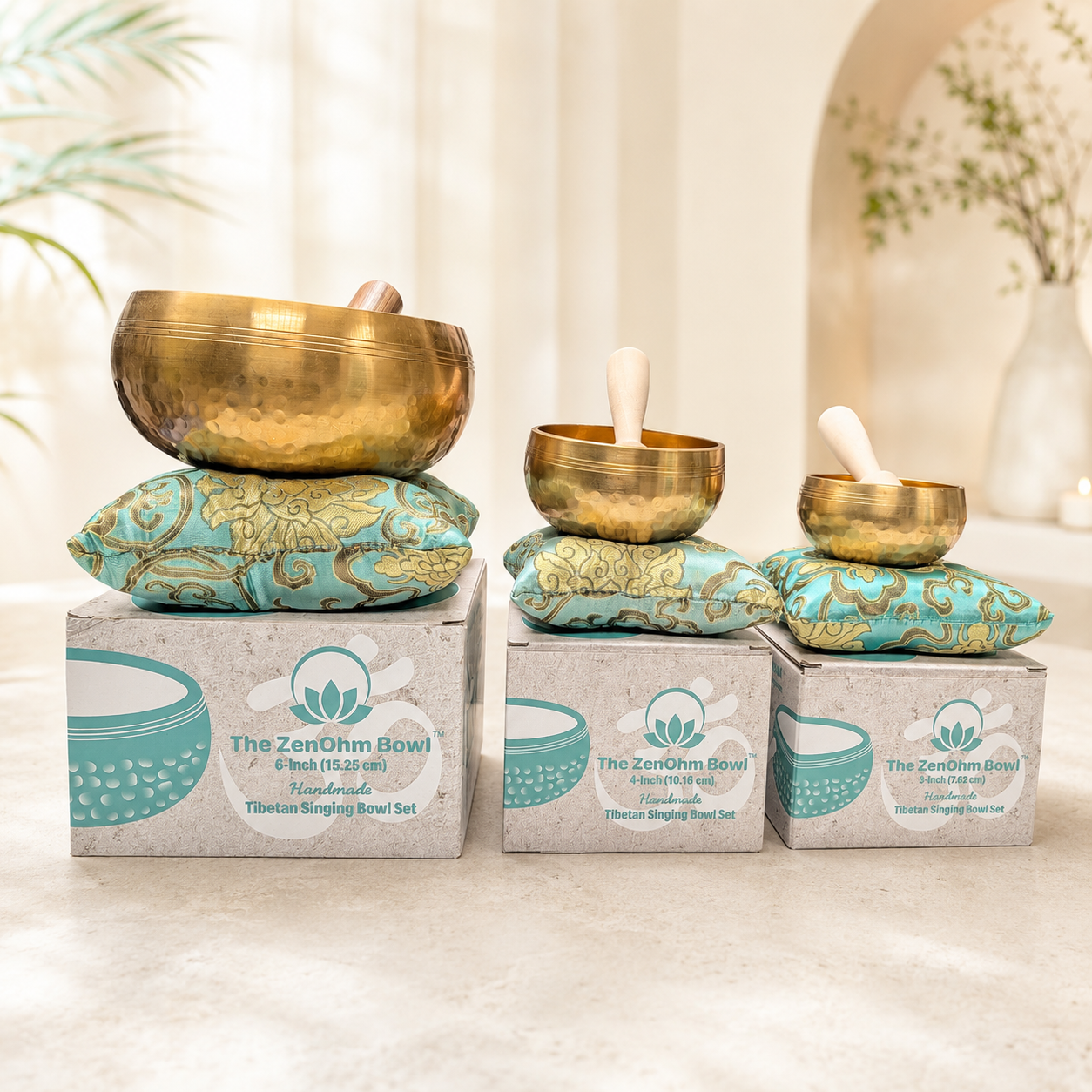 ZenOhm™ Starter Collection™ – 3-Piece Tibetan Singing Bowl Set
