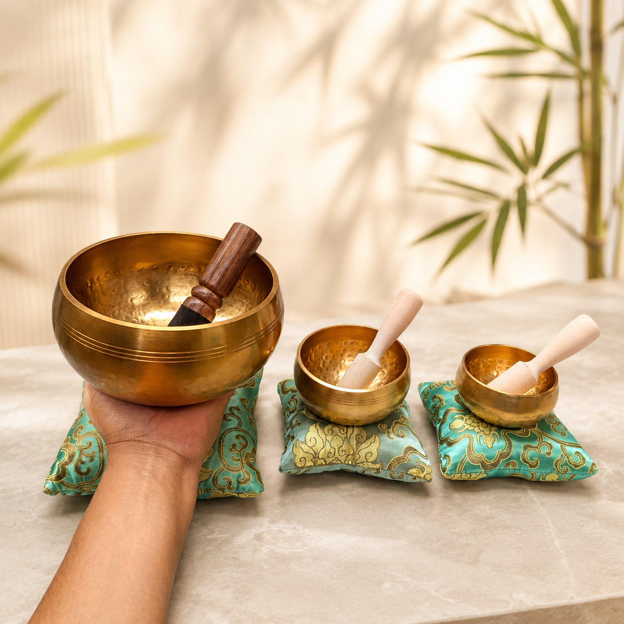 ZenOhm™ Starter Collection™ – 3-Piece Tibetan Singing Bowl Set