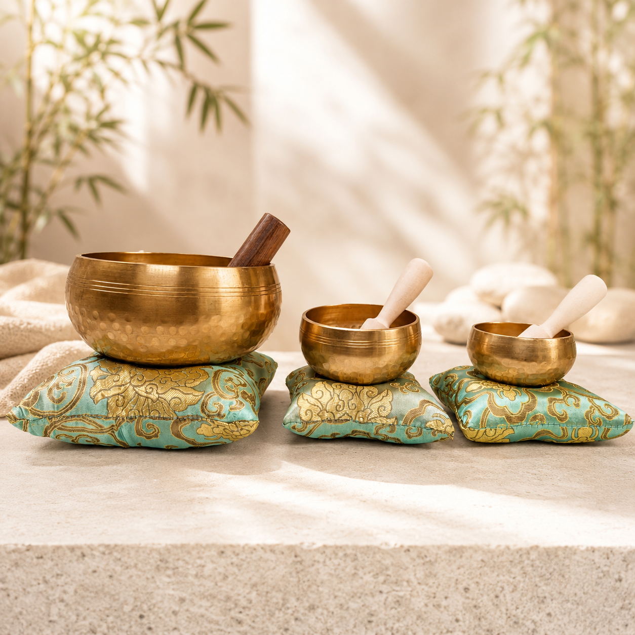 The ZenOhm Bowl ™ 3 inch Tibetan Singing Bowl Set – for Meditation, Sound Healing, Chakra, Yoga – Handmade in Nepal