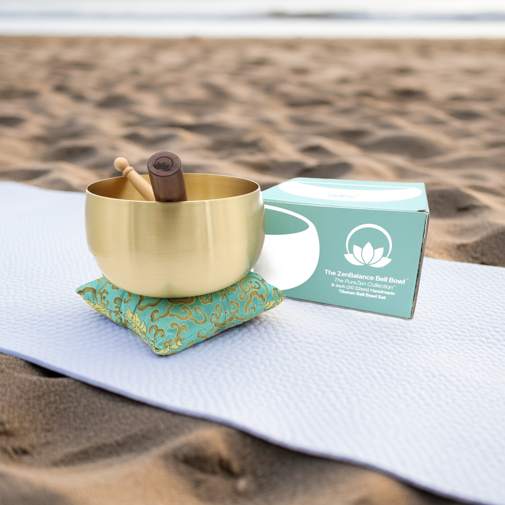ZenBalance™ 8″ Tibetan Bell Bowl – Lotus Edition for Meditation, Sound Healing & Energy Clearing – Includes 2 Mallets – Handmade in Nepal