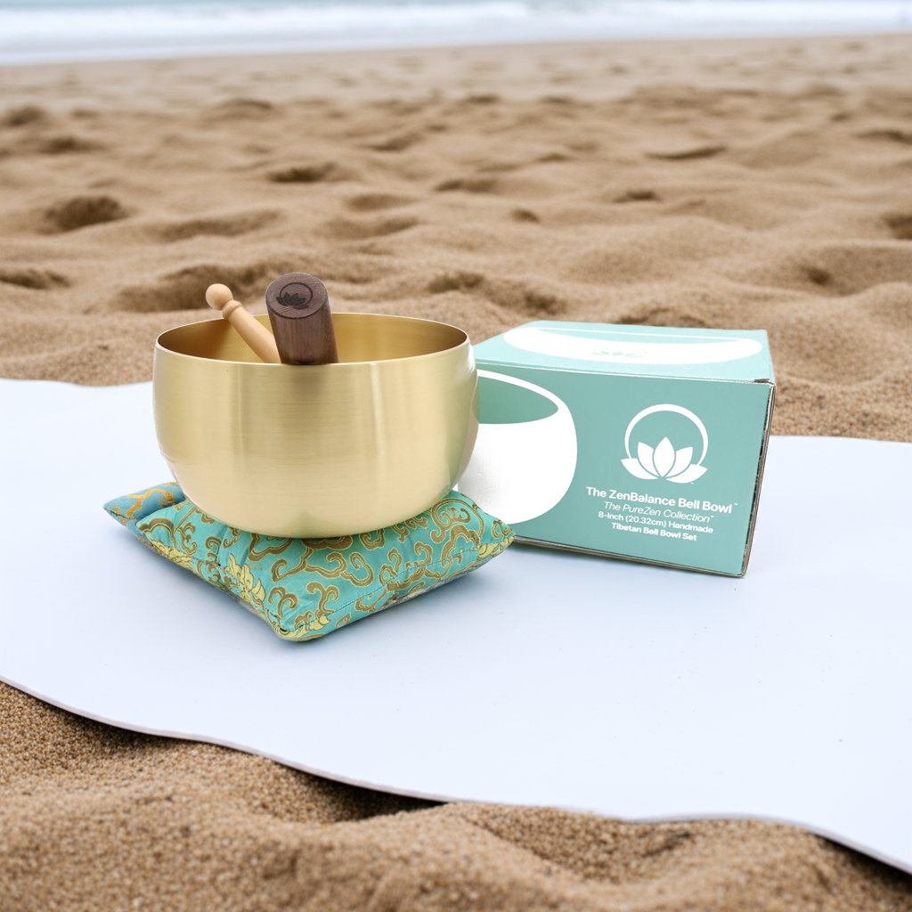 ZenBalance Bell Bowl™ - 8 inch Tibetan Bell Bowl - Singing Bowl Set