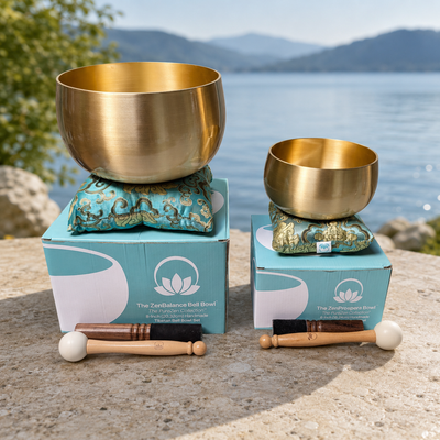 Lotus Bell Bowl Duo™ – 6″ & 8″ Tibetan Singing Bowl Set