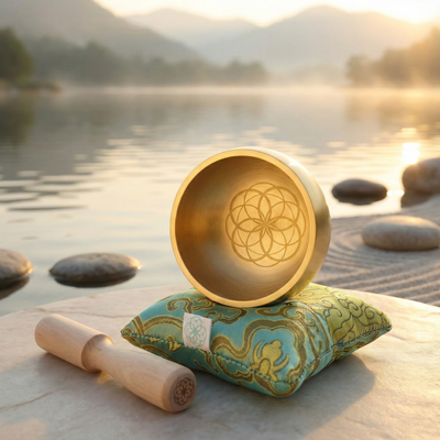 The ZenBloom™ 3″ Tibetan Singing Bowl Set – for Meditation, Sound Healing, Chakra, Yoga – Handmade in Nepal