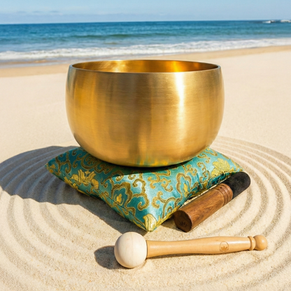 ZenClarity Bell Bowl™ 10″ Tibetan Bell Bowl – Lotus Edition for Meditation, Sound Healing & Energy Clearing – Includes 2 Mallets – Handmade in Nepal