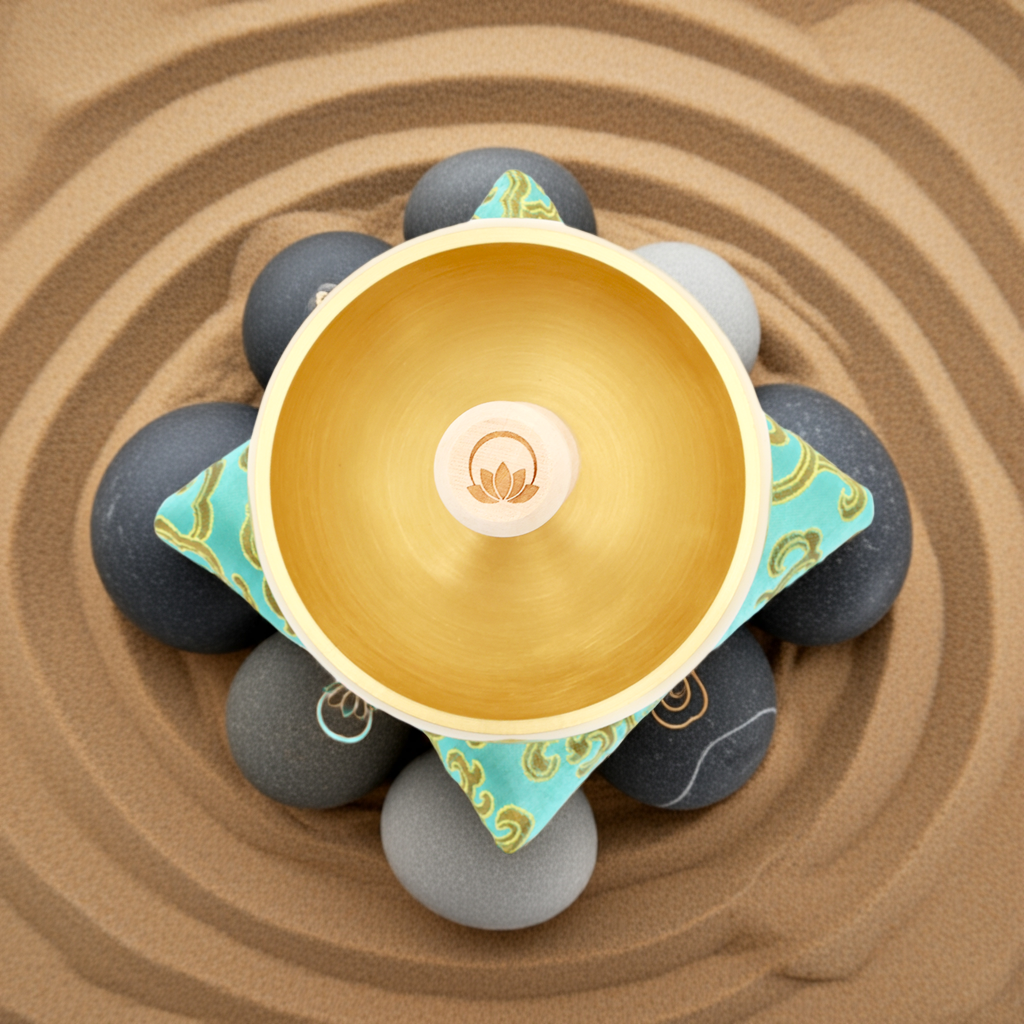 ZenHarmony™ 4″ Tibetan Singing Bowl Set – Lotus Edition for Meditation, Sound Healing, Chakra & Stress Relief – Handmade in Nepal