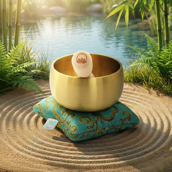ZenHarmony™ 4″ Tibetan Singing Bowl Set – Lotus Edition for Meditation, Sound Healing, Chakra & Stress Relief – Handmade in Nepal