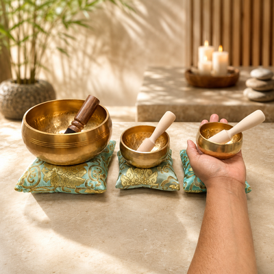 ZenOhm™ Starter Collection™ – 3-Piece Tibetan Singing Bowl Set