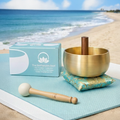 Tibetan Singing Bowl Set - The ZenProspera Bowl™ - 6 Inch Sound Bowl - Lotus Edition for Meditation, Healing, Chakra & Sound Bath