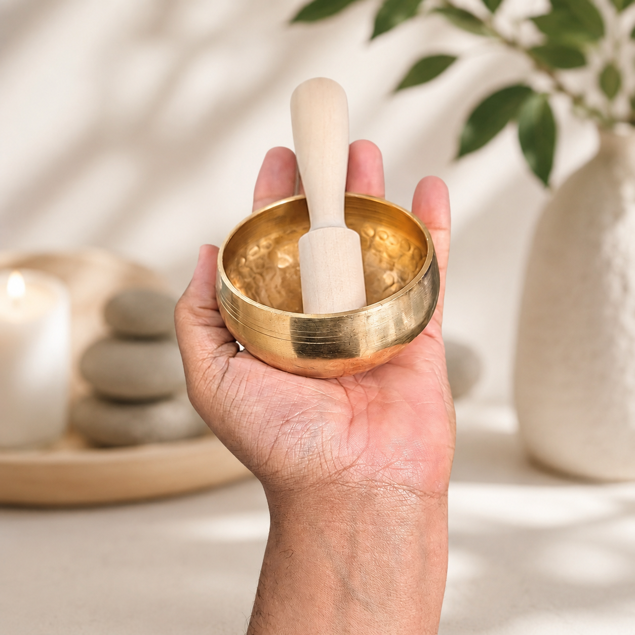 The ZenOhm Bowl ™ 3 inch Tibetan Singing Bowl Set – for Meditation, Sound Healing, Chakra, Yoga – Handmade in Nepal
