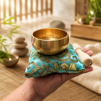 The ZenOhm Bowl ™ 3 inch Tibetan Singing Bowl Set – for Meditation, Sound Healing, Chakra, Yoga – Handmade in Nepal