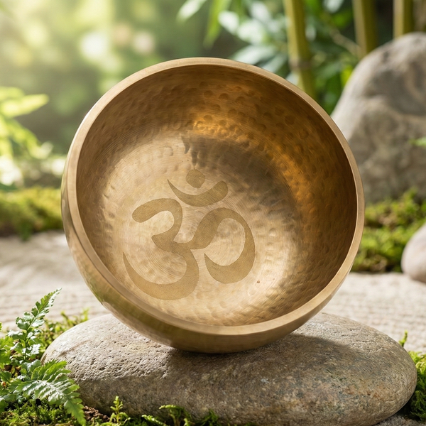 The ZenOhm Bowl™ - 6 Inch Tibetan Singing Bowl – Ohm Edition for Meditation, Healing, Chakra & Sound Bath – Handmade in Nepal