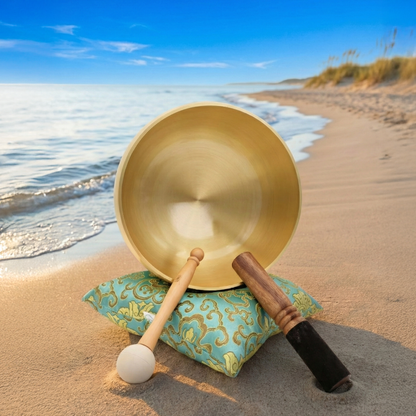 ZenClarity Bell Bowl™ 10″ Tibetan Bell Bowl – Lotus Edition for Meditation, Sound Healing & Energy Clearing – Includes 2 Mallets – Handmade in Nepal